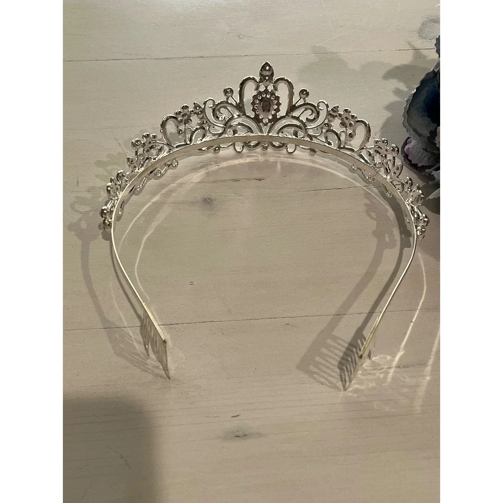 Silver tone Rhinestone Tiara Crown Headband Hair Comb Wedding Bridal‎ Princess